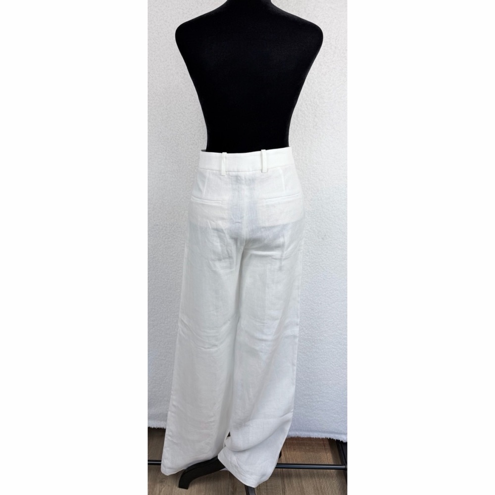 MASSIMO DUTTI • White 100% Linen High-Waisted Wide Leg Trouser Pants, 2 - Picture 9 of 13